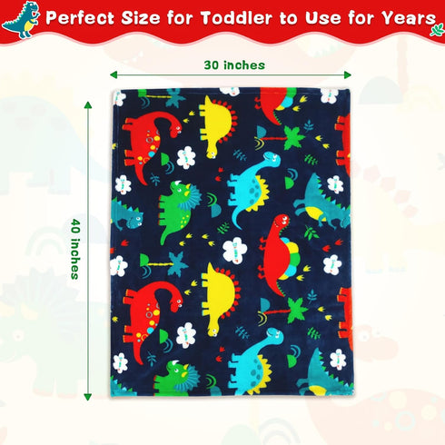Lukeight Toddler Blanket 30x40 Inches - Cozy Plush Receiving Blanket for Boys and Girls, Dinosaur Design