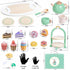 Set Set 2-5 Wooden Tea Party for Little Girls, Toddler Pretend Play Food Kitchen Toys, Wooden Tea Tray Cake Dessert