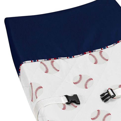 Baseball Patch Changing Pad Cover in Red, White, and Blue