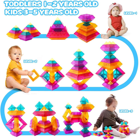 Set 30 3+, Translucent Building Block with Toy Storage Bag, Pcs Light-Passing Stacking Toys for Kids Ages STEM