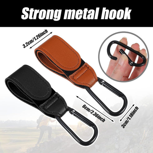 Bremorou 4 Pack Adjustable Stroller Carabiner Clip Stroller Hooks for Bags Universal Stroller Clips and Hooks for Baby