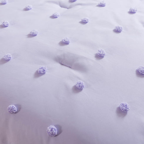 4 Set Set Caressma Lavender Pieces Toddler Bedding - Lovely Pom Pom Tufted Comforter for Girls - Includes Purple