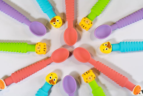 3-in-1 6+ Silicone Baby Spoon Self Feeding Months - Pediatric OT Designed Teether Spoon, BPA Free Toddler Utensils
