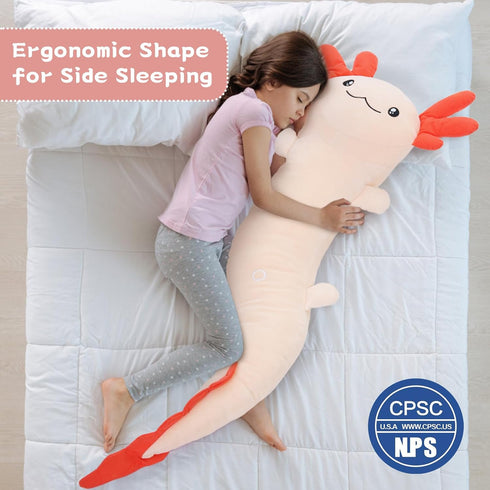 MaoGoLan Giant Axolotl Plush Stuffed Animal, Huge Pink Axolotl Body Pillow for Kids and Adults