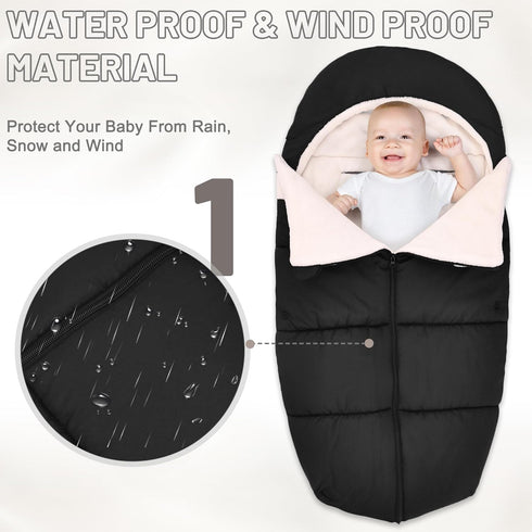 yarboofo Winter Warm Bunting Bags Universal, Baby Stoller Sleep Bag Cold Weather, Waterproof Toddler Footmuff