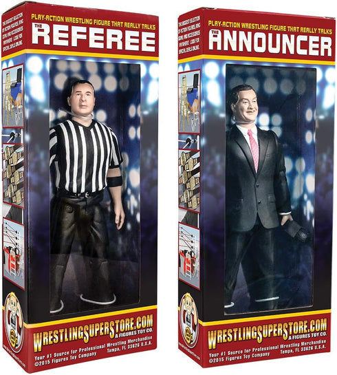 Talking Wrestling Referee & Ring Announcer Action Figures for Wrestling