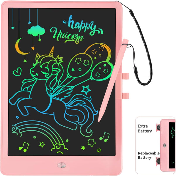 LCD Writing Tablet for Kids - 10 Inch Colorful Toddler Drawing Tablet - Reusable Doodle Board Educational Learning Toy