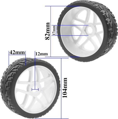 ShareGoo OD 4.09" Rubber 1/8 RC Buggy Tires and 17mm Hex Wheels Rim Compatible with Arrma Typhon Kyosho Losi VRX Redcat