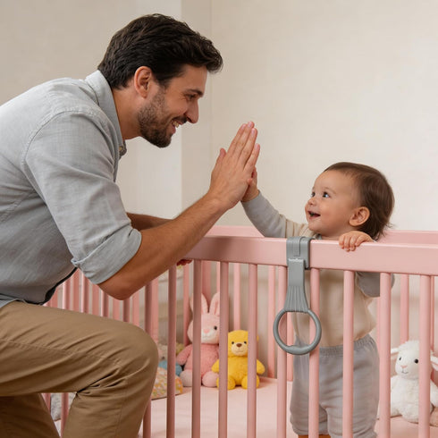 MHFOOU 4Pcs (2 2 Baby Playpen Pull up Rings,Pull up Rings for Playpen Baby Walking Exercise Assistant Tools for Infant