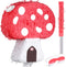 Charniol Mushroom Pinata with Stick and Blindfold, Paper, Baby Shower, Fantasy Theme Decoration