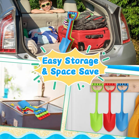 Heavy Duty 16" Thick Beach Sand Toy Shovels, Jumbo Scooping Spade Toys Kit for Kids Adults (Green Blue Red)