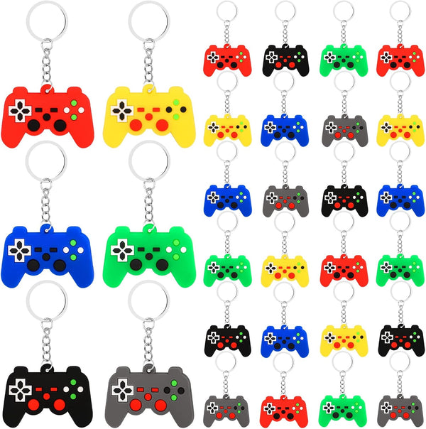30PCs Video Game Party Favors Keychains - Game Controller Keychains for Boys and Girls Birthday Goodie Bag Fillers