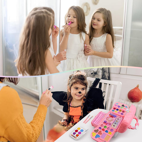 Auney 80 PCS Kids Makeup Kit for Girls 5-8 Years Old, Unicorn Toy for Birthday and Role Play Party