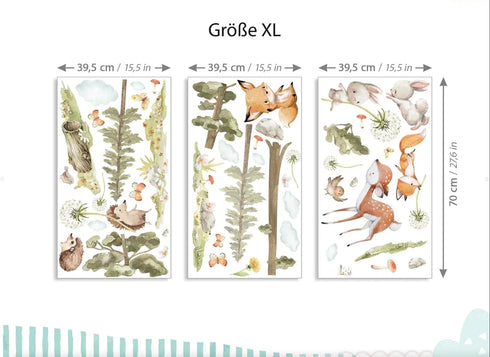 Generic Forest Animals Wall Stickers for Children's Room Woodland Animals Wall Decal for Baby Room Self-Adhesive