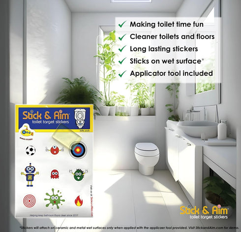 Pack Kids - Toilet Target Stickers with Sticker Applicator Smoothing Tool, Potty Stickers for Potty Training, Toilet