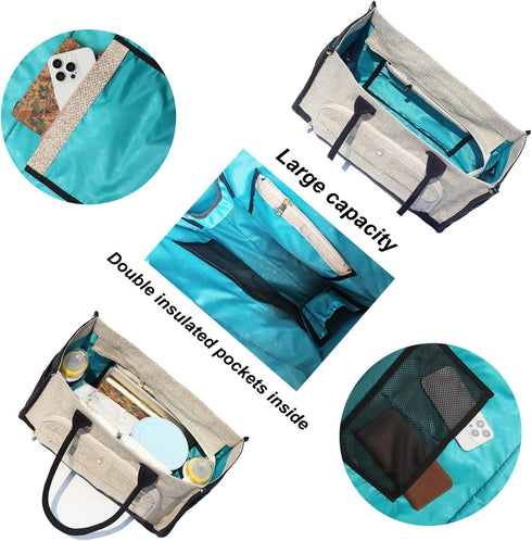ESVAN 2 Travel Diaper Tote Bag, with Insulated Pouches Utility Tote Travel Diaper Bag for Parenting & Work Nurse