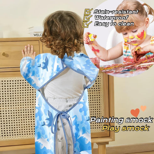 TSD 636Months Bib Baby Weaning Bib - Long Sleeved Bib Toddler bibs and Fully Cover to Highchair