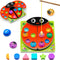 MOONTOY Toddler Wooden Counting Ladybug Montessori Toys, Birthday Gift Magnetic Fishing Game for Kids