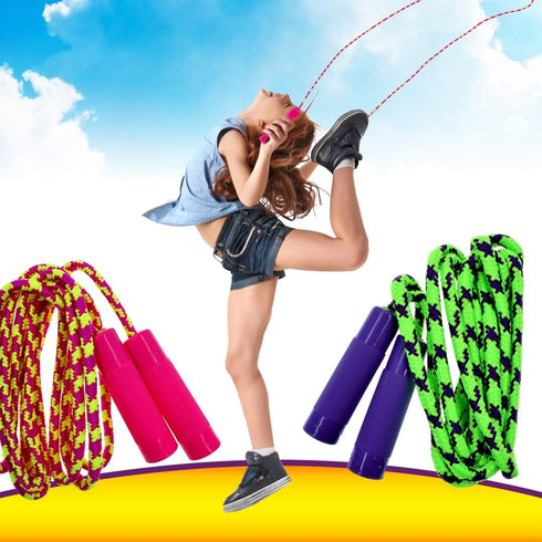 JA-RU Adjustable Kids' Jump Rope 7ft (2 Packs) - Cotton Jump Rope for Boys & Girls - Rainbow Party Favors
