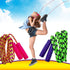 JA-RU Adjustable Kids' Jump Rope 7ft (2 Packs) - Cotton Jump Rope for Boys & Girls - Rainbow Party Favors