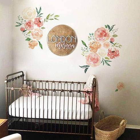 Peony Flowers Wall Stickers DIY Leaves Wall Decals Art Decor for Living Room, Girls Bedrooms