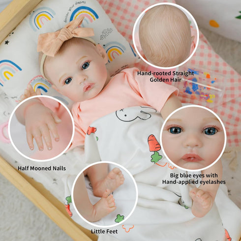 Lifelike Reborn Baby Dolls - 18 inch Realistic Baby Doll Weighted Newborn Gift Set for Children and Collectors