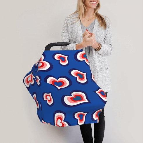 Schgap Hearts Car Seat Cover for Baby, Soft Stroller Cover Nursing Cover Breastfeeding Baby Carrier Covers for Shower