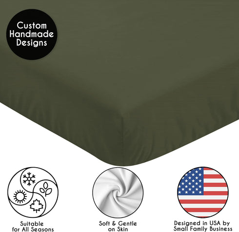 Sweet Jojo Designs Solid Dark Green Fitted Crib Sheet for Woodland Camo Collection, Baby or Toddler