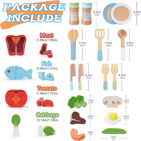 BGdoyz Set, Set Playset, Playset Play Kitchen Accessories, Wooden Play Cooking Pretend Play Kitchen for Kids, Including