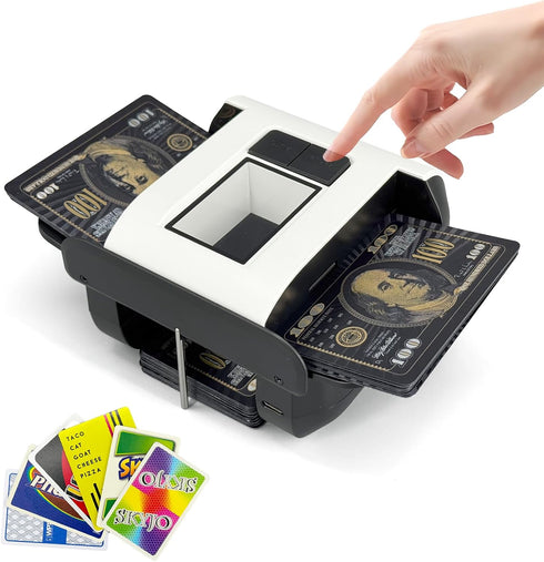 Automatic Card Shuffler,One-Press Auto & Manual Modes,Electric Shuffling for 1-2 Decks,Low Noise,Rechargeable
