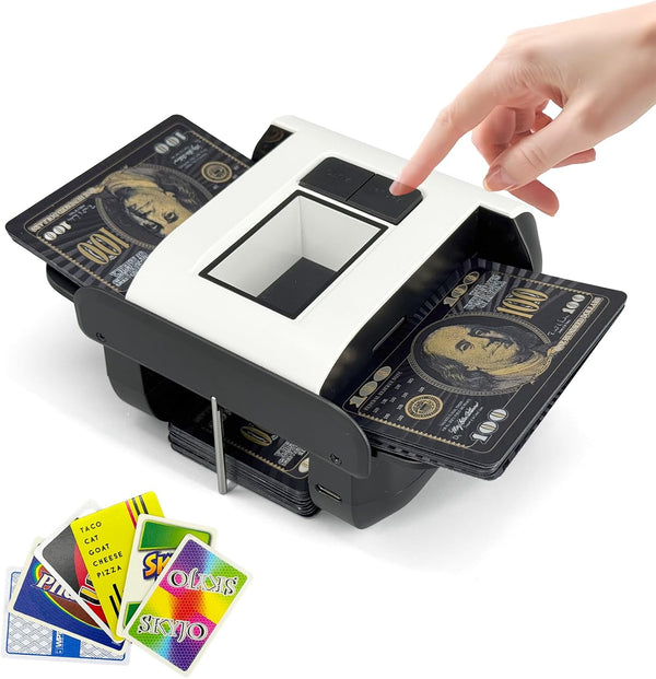 Automatic Card Shuffler,One-Press Auto & Manual Modes,Electric Shuffling for 1-2 Decks,Low Noise,Rechargeable
