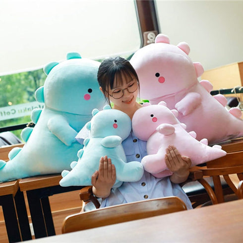 Cute Pink Dinosaur Plush Toys, Fat Stuffed Animals Dolls, Soft Dino Plushie, 12 inch Birthday Gifts for Kids Boys Girls