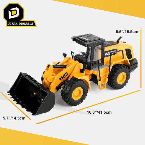 YySiRui Bulldozer 16" 1:10 Bulldozer, 3+ Toy, Front Loader, Scale Classics Wheel Loader with Real Working Arm & Bucket