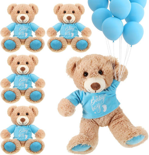 Lenwen 5 Pcs Cute Plush Toy Baby Shower Bear Stuffed Decorations, 14 Inch Stuffed Bear Plush Dolls in Bulk for Boys
