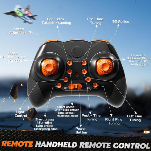 WATUDOU 2.4GHz 360 8-12 Mini Stunt Remote Control Plane Drone Toys with LED Lights RC Airplane Toys, Headless Mode