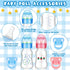 Jexine 4 Pieces Reborn Baby Doll Accessories, 2 Magnetic Pacifiers and 2 Baby Bottles in Random Patterns (Pink and Blue)