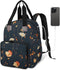 Shoblo Poppy Black Diaper Bag Backpack for Travel, Waterproof Diaper Bag with Insulated