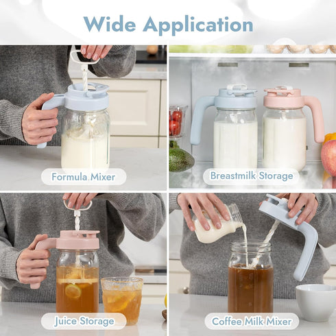 32oz Papablic Formula Mixing Pitcher Lid, Breastmilk Pitcher Mixing Handle & Flip Locking Spout for Mixing