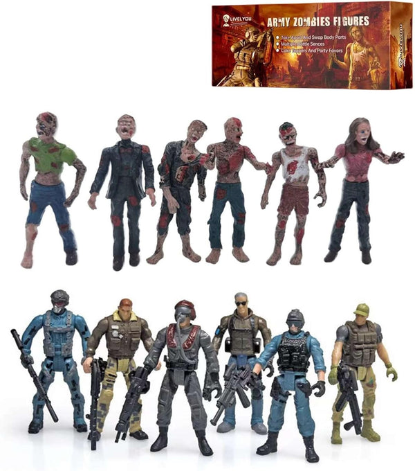 LIVELYOU Army Men VS Zombie Action Figure Toys Realistic Battle Scene Zombie Playset