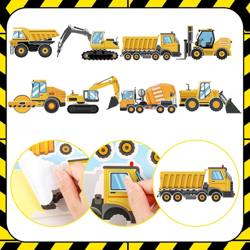 32 Sheets Make Your Own Construction Vehicle Stickers, Creative Truck Game Stickers for Kids Birthday Party Favors, DIY