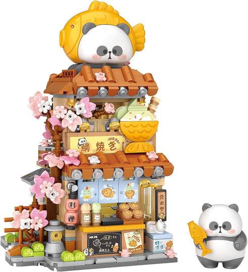 MEIEST Set,Simulation Mini City Shop Street View Building Blocks Model Panda Architecture Collection Particle