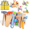Aliex Wooden Kids Tool Set, 30pcs Toy Tools for Toddlers with Vest,