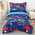 Wowelife Car Toddler Bedding Set for Boys, 4 Pieces Blue Toddler Bed