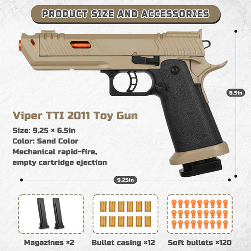 WSSXYQSL 120 6+ Soft Bullet Toy Gun Shell Ejecting with Bullets, Rapid-fire Realistic Toy Gun for Boys, Shooting Game