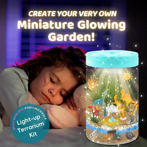 Light Up Dinosaur Terrarium Kit for Kids, Educational Gardening Science Kits, Creative Dinosaur Toys for Ages 4-12