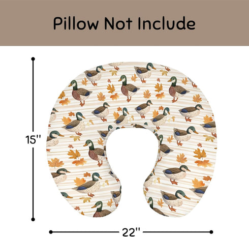 Wicbfdfv Thanksgiving Mallard Duck Maple Leaves Stripe Nursing Pillow Cover Ultra-Soft Comfortable for Baby Girls Boys
