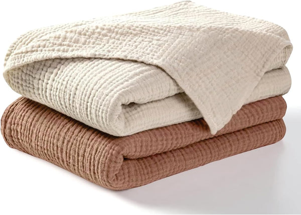 Dreamology Brown Swaddle Blanket,100% Cotton Muslin Swaddle Blankets,2 Pack,Receiving Blanket for Baby