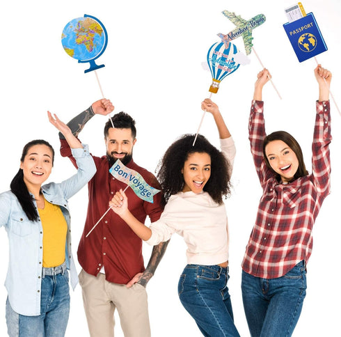 Yaaaaasss! Let The Adventure Begin Centerpieces, Travel Themed Sticks, Bon Voyage Props Set of 21 for Parties