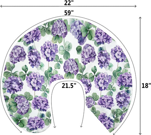 Purple Wildflowers Watercolor Baby Nursing Pillow Covers for Boy Girl Retro Hydrangea Floral Leaves Nursery Slipcovers