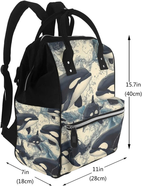 ZSUUGJ Backpack Killer Whale Printed Diaper Bag Baby Bag Multi Function Baby Changing Bags For Travel